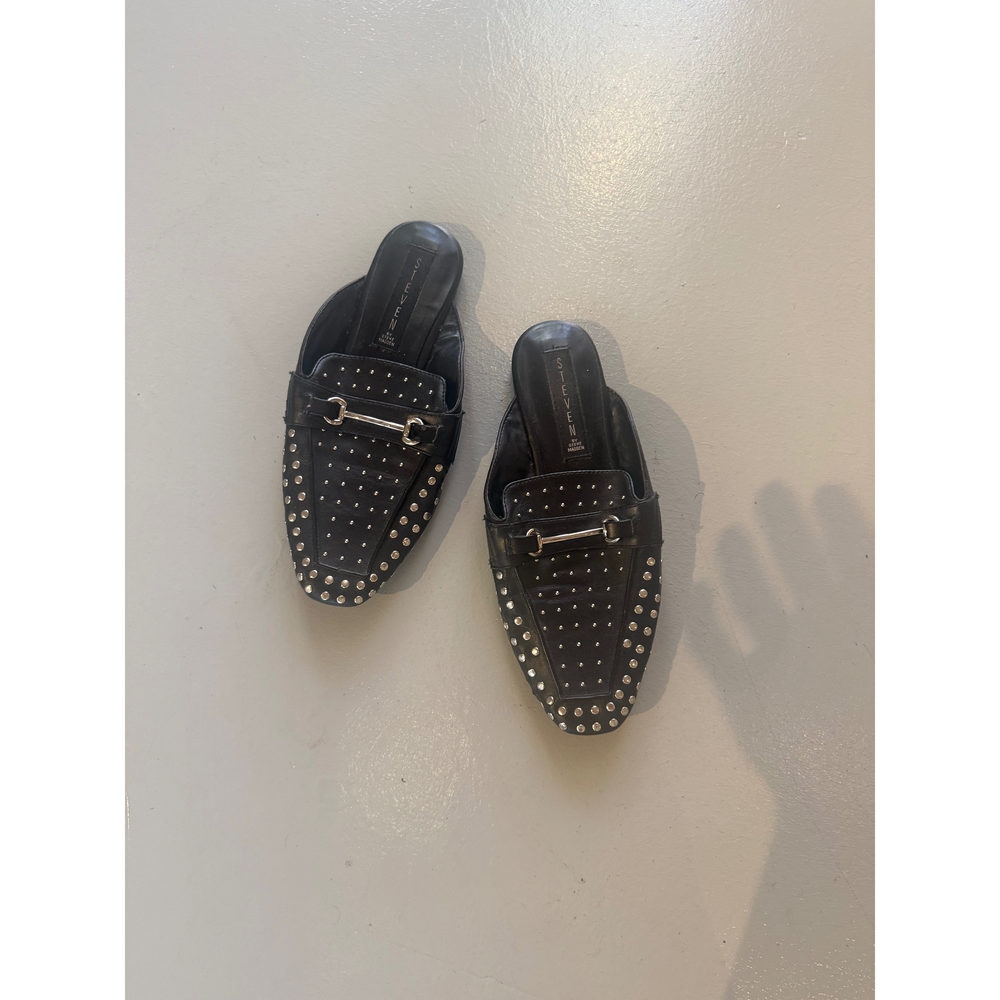 Steve Madden Black Studded Horsebit Mule Loafers - Picture 2 of 3
